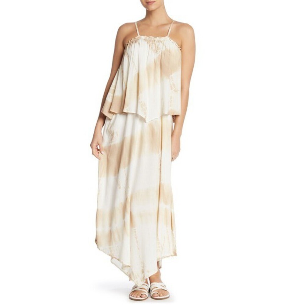 Boho Me Maxi Cover-Up Maxi Sleeveless Dress Sand Dollar Size S $96